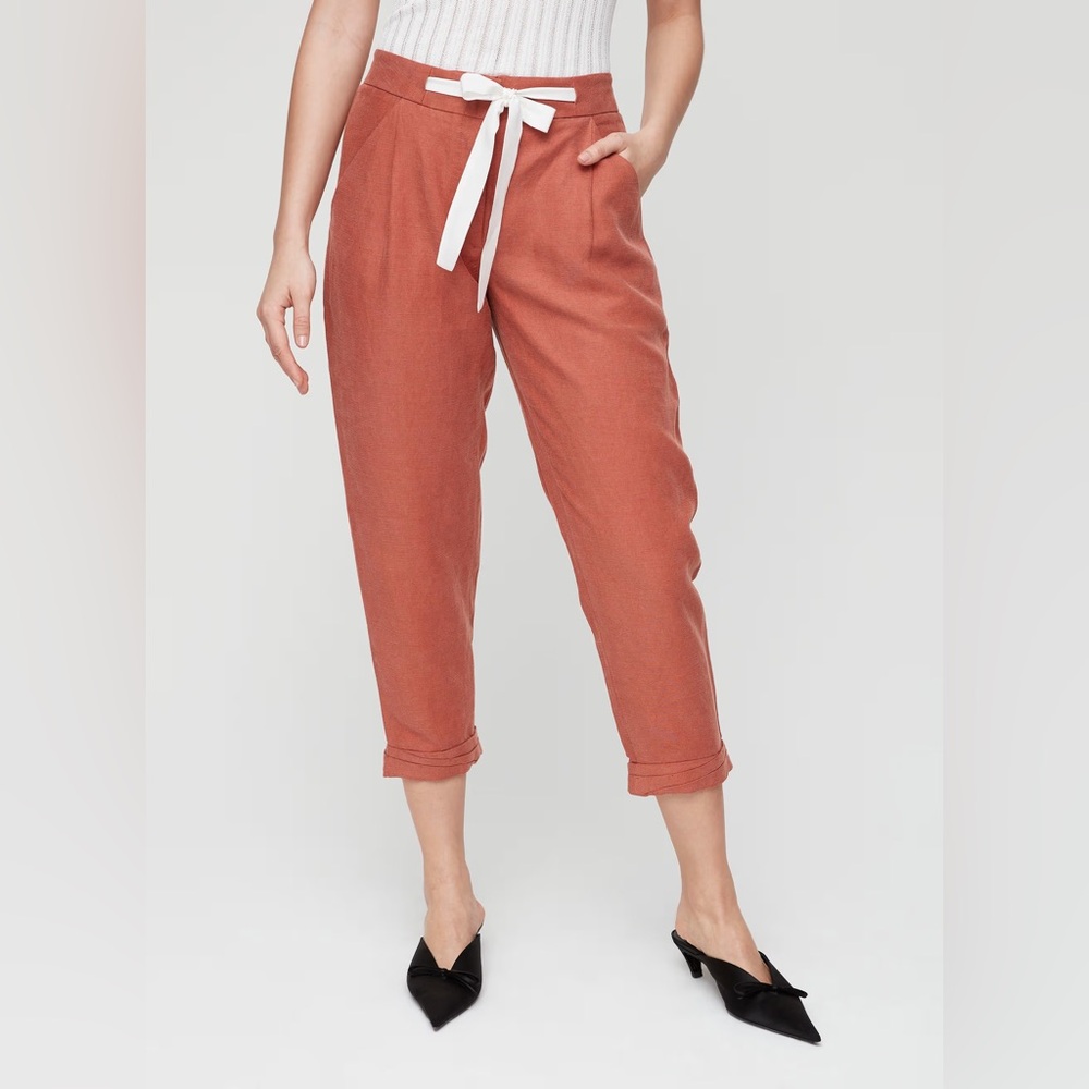 Aritzia Wilfred Allant Linen Cropped Casual Summer Vacation Pant Sz4